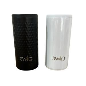 Swig life Skinny Can Cooler 12oz his and hers set black and white